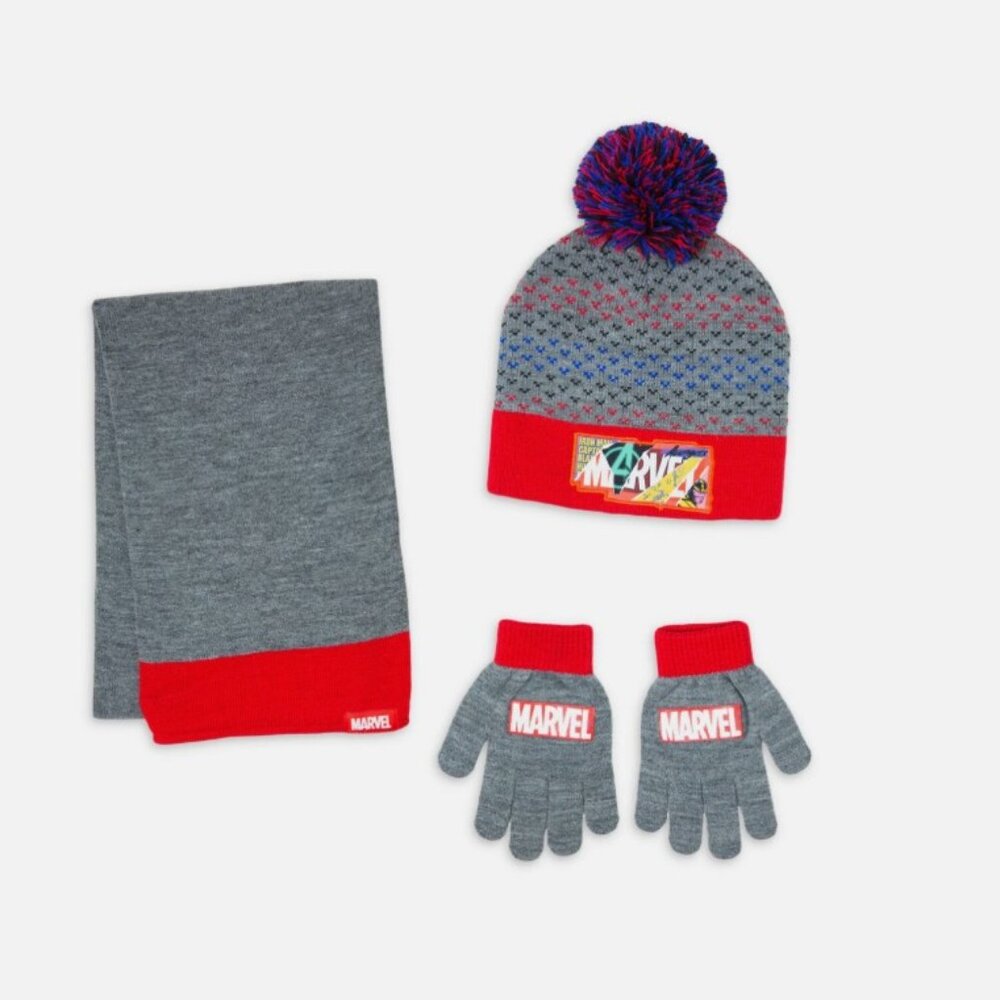 Marvel Boy's Marvel hat, glove, and scarf set Grey Size OS